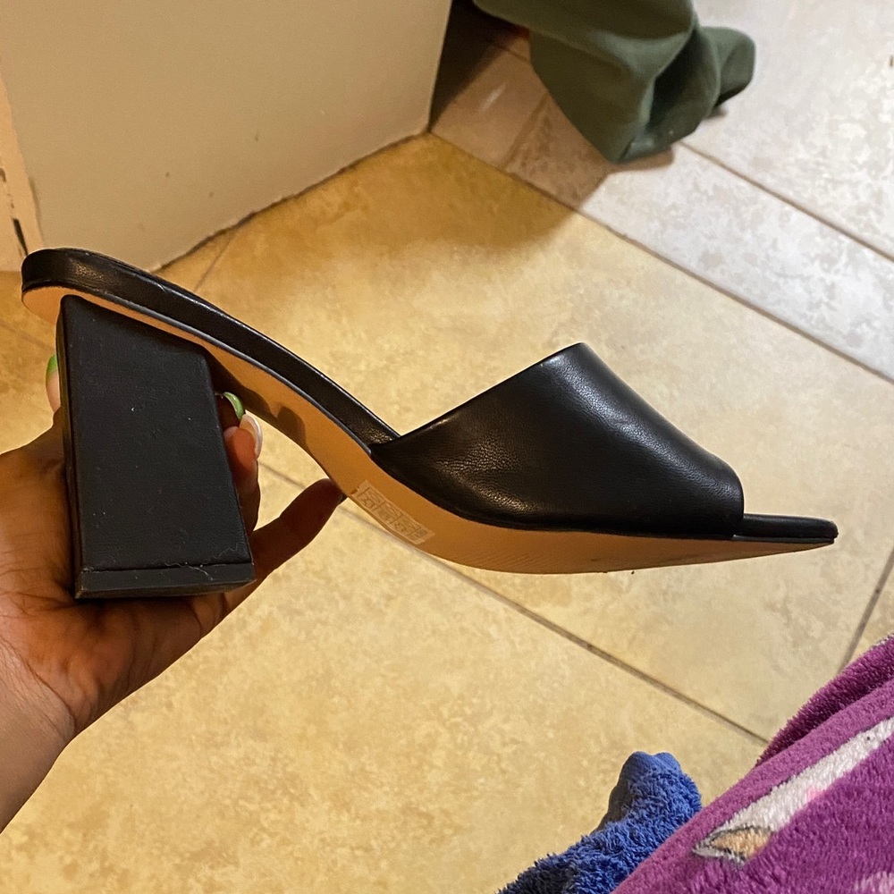 Missguided Black Open-Toe Block Heel Mules